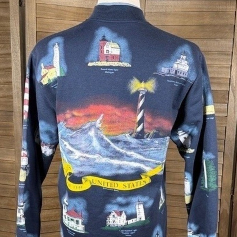 Art‎ Unlimited Womens Lighthouse Print Button Front Cardigan Navy Blue Small USA - Picture 5 of 10